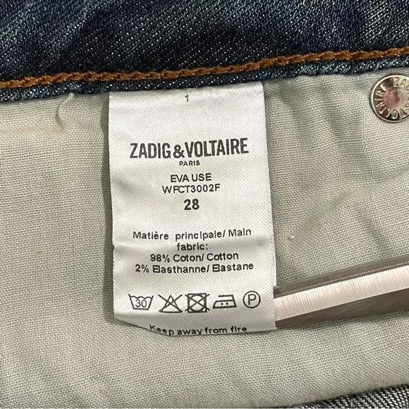 Zadig & Voltaire Eva Use Studded Pocket Distressed Slim Fit Jeans 28 - Picture 16 of 16